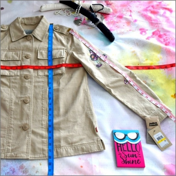 NWT Levi's Military Style Floral Sleeve Jacket #1S - Picture 5 of 7